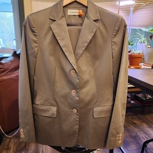 Calvin Klein Women's Gray Suit Jacket, Matching Cropped Trousers